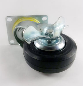 4" x 1-1/4" Plastic Rubber Wheel Caster - Swivel with Brake