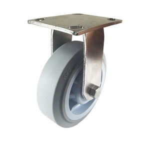 6" X  2" Stainless Steel  Non-Marking Rubber Wheel Caster - Rigid (Flat)