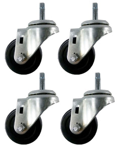 3" x 1-1/4" Hard Rubber on Grip Ring Stem Caster (D1) - 4 Swivels