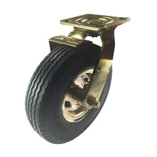 8" x 2-1/2" Flat free Wheel Caster Brass plated - Swivel with a Brake