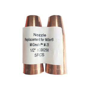 Nozzles 1/2" 200-258 200258 Flush-Tip Miller M-25/M40 & Hobart Guns Replacement