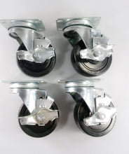3-1/2" x 1-1/4" Hard Rubber Wheel Casters (A1) - 4 Swivels with Brake